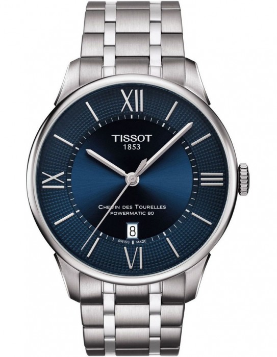 T0994071104800 Tissot Chemin Des Tourelles Automatic Blue Dial on Bracelet.