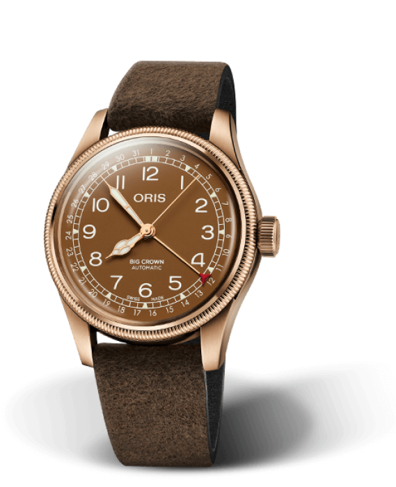 75477413166 Oris Big Crown Pointer Date bronze, brown dial on leather